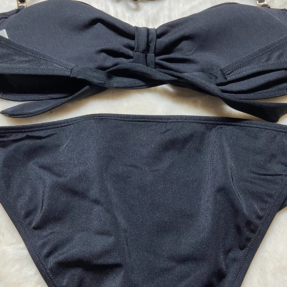 NWOT 🏖 Bandeau Bikini Black w/Bronze Accents - Picture 10 of 14